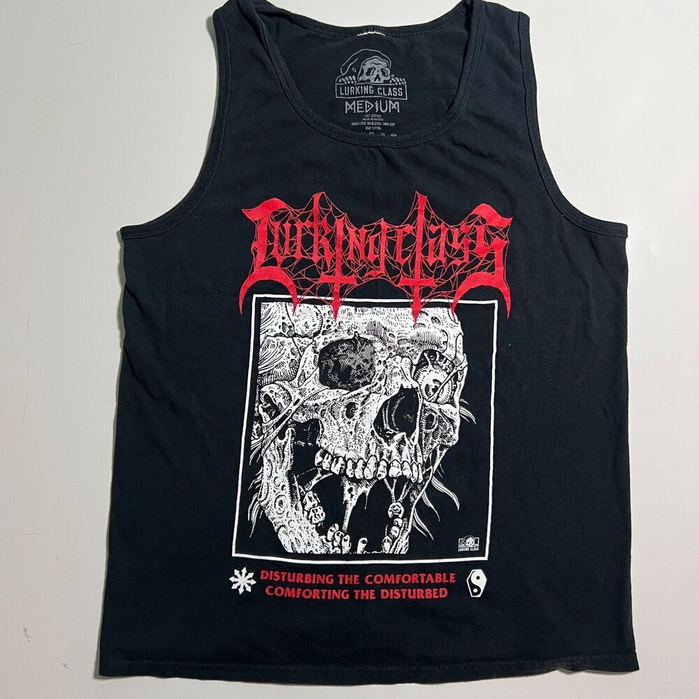 Lurking Class Sketchy Tank Skull Tank Top Mens M Black Death Metal Logo Graphic